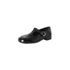 Sapatos Mary Jane confortáveis de couro lavado estilo academia com sola macia, coleção outono 2026, salto baixo bloco, bico redondo, couro genuíno, sapatos femininos com tira em T