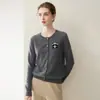 Cárdigan 100% cachemir puro para mujer, de manga larga, nuevo estilo otoño e invierno, cuello redondo, bordado de panda, corte holgado, chaqueta de punto rejuvenecedora