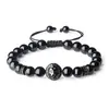 Pulsera Artesanal de Ónix Negro con Dijes de Cabeza de León Cuentas de Piedra Natural Cordón Ajustable Accesorio Espiritual Fortalecedor para Hombres Elegante Regalo de Moda Pulsera Única de Piedras Preciosas