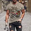 Desea Camiseta de Motocicleta con Estampado de Personalidad Explosiva Belleza Holgada Casual Manga Corta Verano Casual Ropa de Media Manga Moda