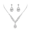 Brincos de Tarraxa com Strass Gota de Água Colar Moda Luxo Leve Pingente Corrente para Clavícula Celebridade da Internet Colar com Toque de Luxo Zircônia Brilhante