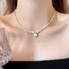 Colar de Pérolas Prateadas Quebradas Feminino 2025 Novo Explosivo Luxo Leve Nicho Corrente para Clavícula Feminina Pérola Shijia de Alta Qualidade