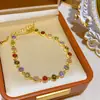 Banho de ouro real, de alta qualidade, elegante, requintado, colorido, luxo leve, pulseira de zircônia vintage, estilo coreano, joia da moda para socialites