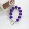 Capa de Celular com Bolas de Pelo Elásticas e Contas, Enfeites Pendurados, Pingente de Chave de Carro, Corrente de Pulso de Contas DIY, Acessórios de Bolsa de Outono e Inverno