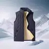 Chaleco de Lana de Cordero para Hombre Otoño e Invierno Acolchado Grueso Ropa Exterior Cálida Juventud Negro Holgado Sin Mangas Chaqueta Ropa Exterior