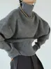 Estilo Nuevo de Primavera Suelto Casual Versátil Manga Larga Tejido Suave Cómodo Suéter de Cachemira Ceñidor de Cintura Adelgazante Top para Mujer