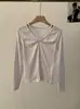 Camiseta Básica de Manga Larga con Tirante Retorcido y Cuello en V Estilo Coreano Omalai para Mujer 2026 Nueva Moda Primavera 6249