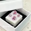 Suministro Directo de Fábrica de Pendientes Florales Brillantes en Forma de Corazón Accesorios Circonita Piedra Suelta Diseño de Nicho Versátil Gradiente Coloridos