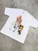 Camiseta Masculina de Manga Curta Vintage Lavada com Estampa Travis Scott, Estilo Americano High Street Transfronteiriço, Top Tendência de Verão com Gola Redonda