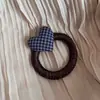 Elástico de cabelo em formato de coração xadrez estilo coreano, elástico de alta elasticidade para rabo de cavalo, acessório de cabelo de alta qualidade para meninas