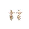 Pendientes de plata con forma de rama de flor con gotas de aceite de diamante y aguja, ligeros, de lujo, de alta gama, delicados, nuevos pendientes de verano 2025 para mujer.