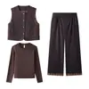 Conjunto de Tres Piezas para Madres Otoño-Invierno 2026, Atuendo Rejuvenecedor para Mujeres de Mediana Edad, Chaleco Superior de Otoño, Conjunto Elegante Versátil