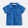 2023 Nueva Camisa Polo de Manga Corta para Niños con Estampado de Dinosaurios Azul Neblina Cuello Bonito Camisa Polo de Manga Corta para Niños
