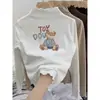 Blusa Térmica Base para Meninas Primavera, Outono, Inverno 2025 Nova Camiseta Infantil para Bebê com Gola Meia-Alta Franzida Camiseta Interna