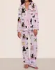 Nuevo Pijama Transfronterizo Temu Comercio Exterior Bruja y Princesa Seda de Leche Solapa Manga Larga Pantalón Largo Ropa de Casa Transfronteriza