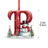 Muñeco de Nieve Navideño Transfronterizo Nuevo Acrílico Plano 2D de 26 Letras Colgante Decoración Navideña de Interior Adorno para Coche