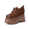 Zapatos de plataforma de una sola capa con boca profunda y suela gruesa de 12 cm de altura oculta, de cuero genuino, que la gente pequeña odia, zapatos casuales de cuña alta para mujer.