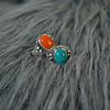 Anillo Decorativo Cuadrado con Flor Incrustada de Cuentas, Estilo Étnico, Joyería Ajustable de Nicho, Versátil, Exquisito, de Nicho, Sensación de Alta Gama