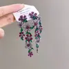 Agulha de Prata Moda Coreana Flor de Diamante Folha Borla Brincos Luxo Acessível Brincos de Alta Qualidade Design de Brincos Nicho