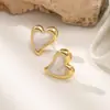 Pendientes de Botón Irregulares con Forma de Corazón y Goteo de Aceite Vintage Transfronterizos de Acero Inoxidable 304 para Mujer, Pendientes Elegantes con un Toque de Lujo, Joyería al por Mayor