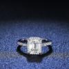 Anillo de Moissanita Propuesta de Boda Anillo de Plata Esterlina Anillo Geométrico de Moissanita para Mujer Rectangular Esmeralda Transmisión en Vivo de Douyin