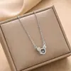 Colar de Aço Titânio Novo da Moda Transfronteiriça Japonesa e Coreana Pingente Cabeça Mickey Inteligente de Luxo Leve Feminino Corrente Clavicular Joias Atacado