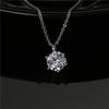 Colgante clásico de diamantes de seis garras con diamantes de alto carbono chapados en platino de 18 quilates, cadena de clavícula sencilla y fresca.