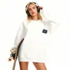 Sudadera de Algodón Pesado para Parejas, Corte Holgado, Cuello Redondo, Sin Capucha, Pulóver, Versátil, Cálida, Prenda Superior Estampada para Otoño e Invierno
