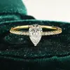 Anillo Gota de Agua Anillo Forma de Pera Chapado en Oro de 18K Moissanita Plata S925 Anillo para Mujer Transfronterizo