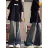 Jeans de Pierna Ancha Ligeramente Acampanados de Calle Americana para Primavera y Otoño, Pantalones de Pierna Recta Estrecha Finos de Verano para Mujer, Tendencia Nueva 2025