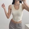 Chaleco exterior con cuello en U y diseño de chica sexy americana para mujer, novedad de verano 2024, top corto ajustado sin mangas con ombligo