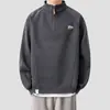 Sudaderas de Media Cremallera con Cuello Alto para Primavera, Otoño e Invierno para Hombres y Mujeres, Tops Sencillos Casuales de Letras para Parejas, Estilo Regular y Estilo de Terciopelo