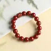 Pulseira de Cinábrio Crua com Areia de Cristal Translúcido, Amuleto para Homens e Mulheres, Joia de Presente para Ano Zodiacal Atacado