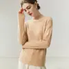 Suéter de Cashmere Feminino Baicaierong Outono/Inverno 2026 com Barra Rebatida e Gola Semi-Alta, Tricô de Lã com Design Versátil