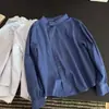 Novedad de Otoño 2026: Impresionante Blusa a Rayas Cuadros Azules de Manga Larga para Mujer, Estilo Casual para el Trabajo
