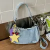 Bolso Versátil Nuevo de Verano 2026 Transfronterizo Bolso de Hombro de Mezclilla Lavada Simple Retro para Mujer Bolso Cruzado Artístico