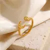 Moda Europea y Americana Estrella de Cuatro Puntas Anillo Geométrico Simple Hueco para Mujer Personalidad Tendencia Abierto Ajustable Anillo para Dedo de Acero de Titanio