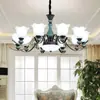 Candelabro Estilo Americano Cerámica Atmósfera Simple Moderna Iluminación Sala de Estar Hogar Dormitorio Estilo Europeo Comedor Lámpara de Techo Lámparas