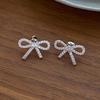 Pendientes de perlas con lazo de circonita de Corea del Sur, elegantes y sencillos, con pasador Tremella 925 para mujer