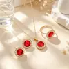 Nuevo Set de Joyería Más Vendido de Shein para Mujeres Transfronterizo Collar con Incrustaciones de Diamantes Redondos y Pedrería Aretes Anillo Joyería de Novia