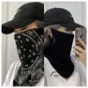 Máscara de proteção solar masculina e feminina cachecol de seda gelada proteção orelha pescoço cobertura facial de verão manga longa flor de caju toalha facial para ciclismo moda