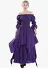 Vestido Longo Europeu e Americano Transfronteiriço Medieval de Halloween de Um Ombro Estilo Palácio Retrô para Mulheres com Babados Irregulares