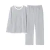 Algodão LyocellPijama Masculino Primavera e Outono Manga Longa Calça Longa Casual Pode Ser Usado Fora Solto Tamanho Grande Roupa de Casa Pode Ser Usado Fora