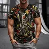 Estación independiente comercio electrónico transfronterizo camiseta para hombre patrón de selva bosque impresión 3D cuello redondo jersey exterior rama fabricantes