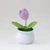 Tulipa Artificial de Crochê Feita à Mão em Linha Planta Pequena em Vaso Decoração de Mesa Carro Escritório Flor Flor Eterna