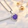 Collar de Corazón Azul Marino de Plata Esterlina Nueva Transfronterizo para Mujer de Nicho de Lujo Ligero Colgante de Cobre Blanco en Forma de Corazón Cadena de Clavícula Simple Elegante