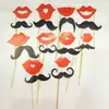 Adereços para Fotos para Casamentos, Jogos de Casamento, Bigodes de Papel Engraçados, Lábios Vermelhos, Suprimentos de Decoração de Festa Portáteis