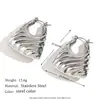 Moda Europea y Americana Pendientes Exagerados Simples Versátiles de Personalidad Acero Inoxidable Color Hueco Calado Luz de Lujo Pendientes de Gama Alta para Mujeres