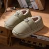 Pantuflas de Algodón Impermeables de Cuero PU para Pareja con Tacón de Felpa para Hombre Suela Gruesa Antideslizantes para Piso Interior Zapatos de Algodón para el Hogar Invierno para Mujer