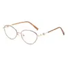 Gafas Graduadas Ultraligeras con Incrustaciones de Diamantes, Mismo Estilo, Acabado de Alta Gama, Diseño Cat-Eye con Montura Dorada y Aspecto Natural para Miopía